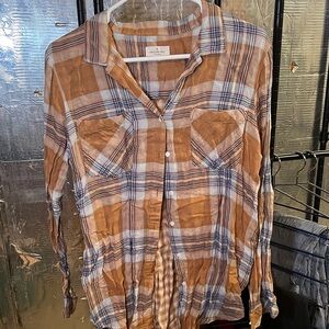 Thread & Supply Brown Plaid Button Down Shirt